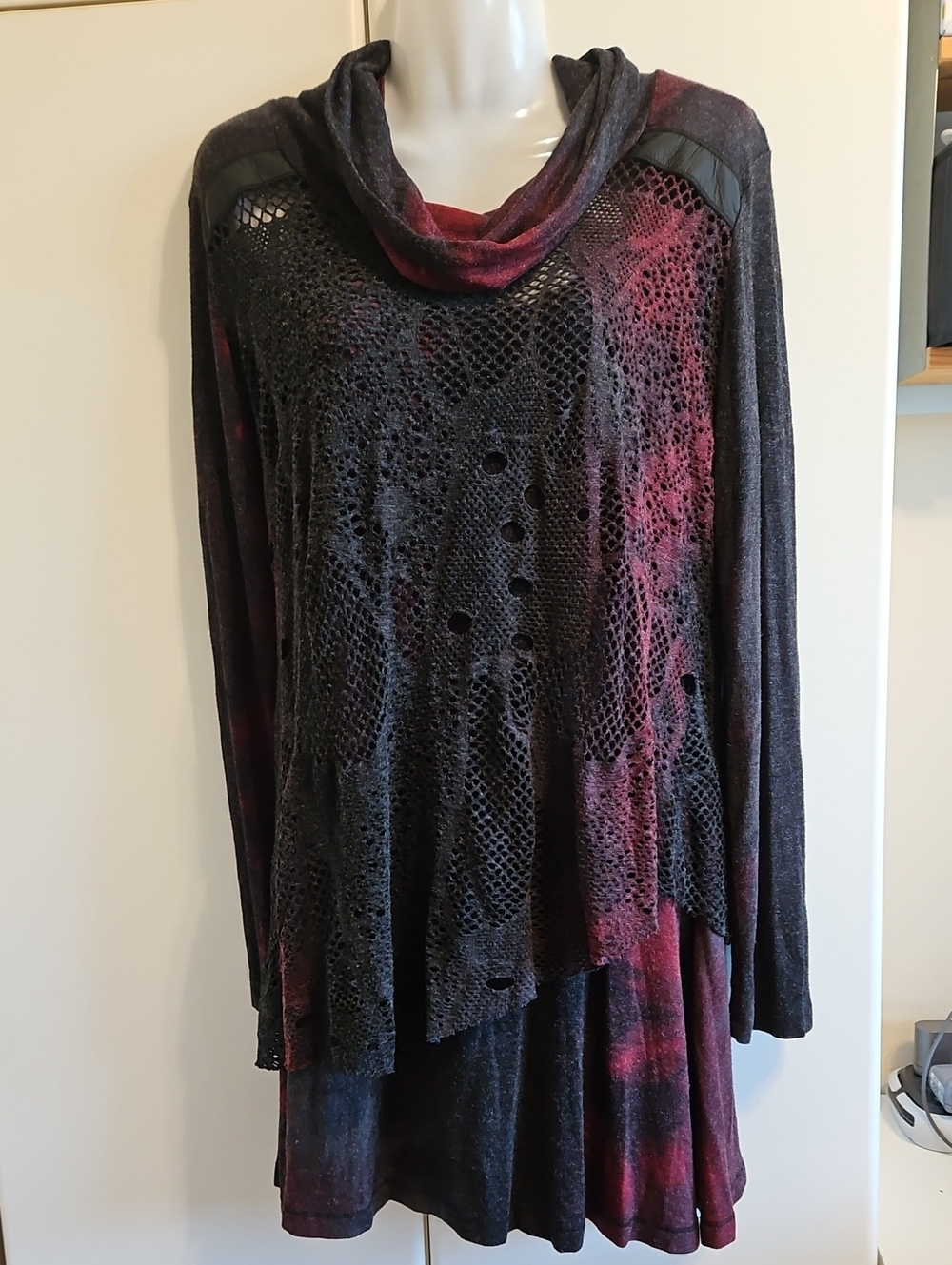 DOLCEZZA Cowl Neck Long Sleeve Knit Tunic Dress
